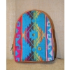 Etniczny haftowany ekwadorski plecak z jasnobrązowej  skóry.