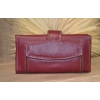 Portfel duży skórzany ciemno czerwony z kwiatowym kolorowym haftem .