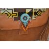 Torebka ze skóry etno w brązowym kolorze  z koralikami mullo .