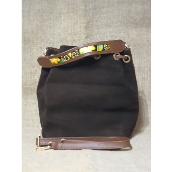 SKÓRZANA TORBA TYPU WOREK HAFTOWANYM DUŻA