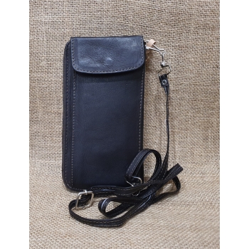 Portfel  wielofunkcyjny skórzany ciemnobrązowy z kwiatowym  kolorowym haftem .