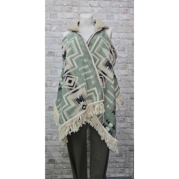 Poncho ekwadorskie  kamizelka ze 100% wełny owczej w odcieniu jasno zielonym
