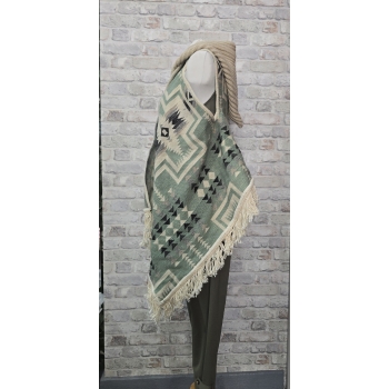 Poncho ekwadorskie  kamizelka ze 100% wełny owczej w odcieniu jasno zielonym