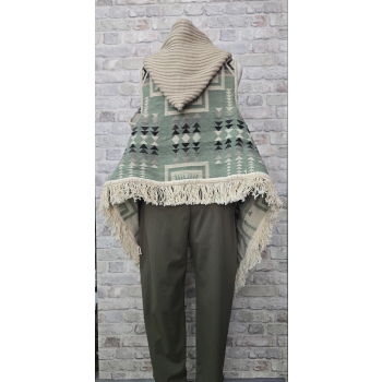 Poncho ekwadorskie  kamizelka ze 100% wełny owczej w odcieniu jasno zielonym