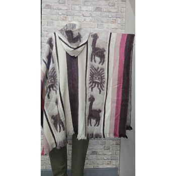 Poncho ekwadorskie - długie ze 100% wełny alpaki .