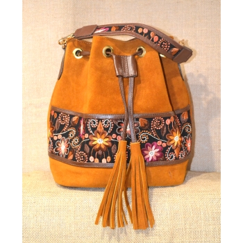 SKÓRZANA TORBA TYPU WOREK HAFTOWANYM DUŻA