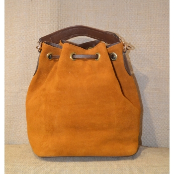 SKÓRZANA TORBA TYPU WOREK HAFTOWANYM DUŻA