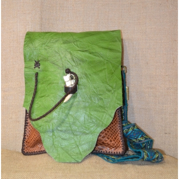 Torebka vintage skóra zielona .