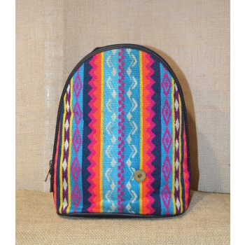 Etniczny haftowany ekwadorski  czarny plecak ze skóry.