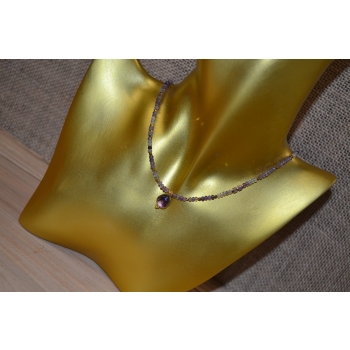 Naszyjnik handmade z fluorytu i ametystu