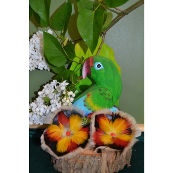 KOLCZYKI  Z PIÓR W KSZTAŁCIE KWIATÓW