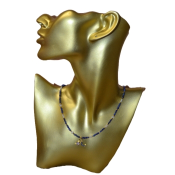 Naszyjnik z kamienieni lapis lazluli i kamienia księżycowego