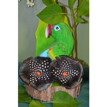 KOLCZYKI  Z PIÓR W KSZTAŁCIE KWIATÓW