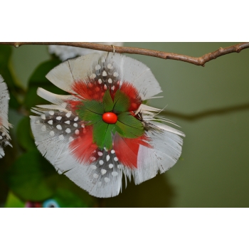 KOLCZYKI  Z PIÓR W KSZTAŁCIE KWIATÓW