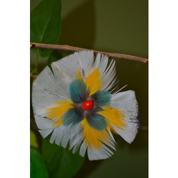 KOLCZYKI  Z PIÓR W KSZTAŁCIE KWIATÓW