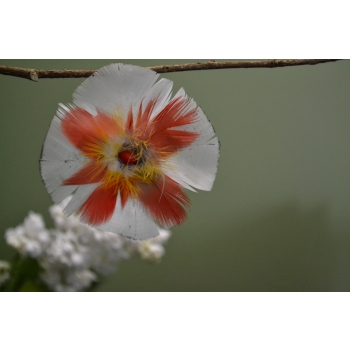 KOLCZYKI  Z PIÓR W KSZTAŁCIE KWIATÓW