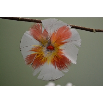 KOLCZYKI  Z PIÓR W KSZTAŁCIE KWIATÓW