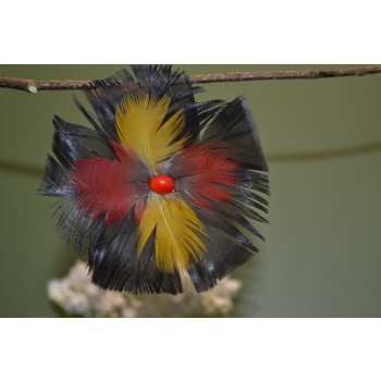 KOLCZYKI  Z PIÓR W KSZTAŁCIE KWIATÓW