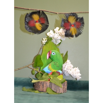 KOLCZYKI  Z PIÓR W KSZTAŁCIE KWIATÓW