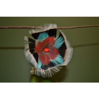 KOLCZYKI  Z PIÓR W KSZTAŁCIE KWIATÓW