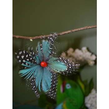 KOLCZYKI  Z PIÓR W KSZTAŁCIE KWIATÓW