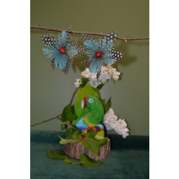 KOLCZYKI  Z PIÓR W KSZTAŁCIE KWIATÓW