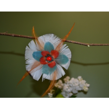 KOLCZYKI  Z PIÓR W KSZTAŁCIE KWIATÓW