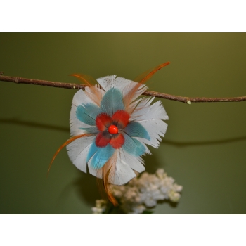 KOLCZYKI  Z PIÓR W KSZTAŁCIE KWIATÓW