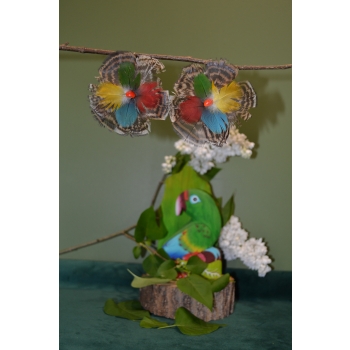 KOLCZYKI  Z PIÓR W KSZTAŁCIE KWIATÓW