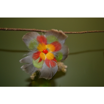 KOLCZYKI  Z PIÓR W KSZTAŁCIE KWIATÓW