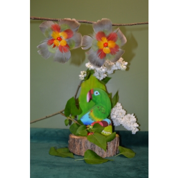 KOLCZYKI  Z PIÓR W KSZTAŁCIE KWIATÓW