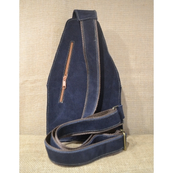 Torebka skórzana zamszowa grantowa typu gruszka  haftowana etnicznym kwiatowym  wzorem.