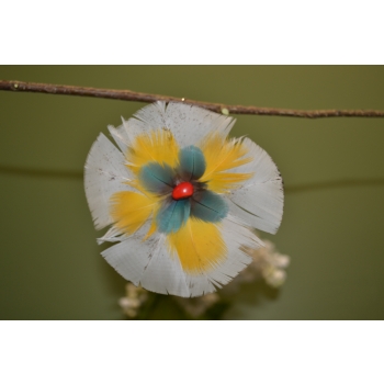 KOLCZYKI  Z PIÓR W KSZTAŁCIE KWIATÓW