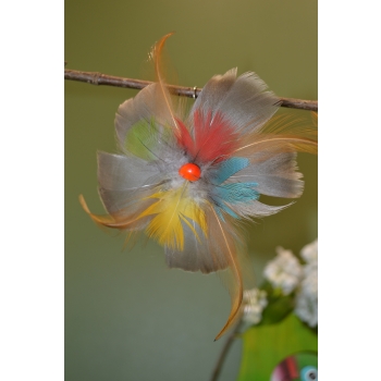 KOLCZYKI  Z PIÓR W KSZTAŁCIE KWIATÓW