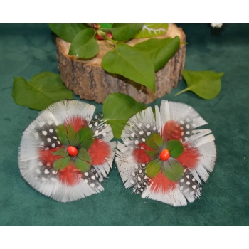 KOLCZYKI  Z PIÓR W KSZTAŁCIE KWIATÓW