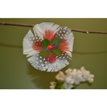 KOLCZYKI  Z PIÓR W KSZTAŁCIE KWIATÓW