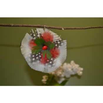 KOLCZYKI  Z PIÓR W KSZTAŁCIE KWIATÓW