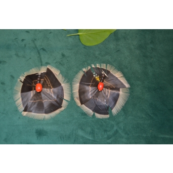 KOLCZYKI  Z PIÓR W KSZTAŁCIE KWIATÓW