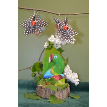 KOLCZYKI  Z PIÓR W KSZTAŁCIE KWIATÓW