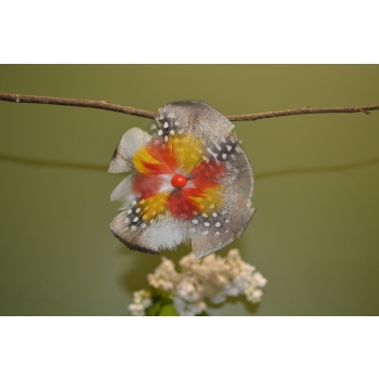 KOLCZYKI  Z PIÓR W KSZTAŁCIE KWIATÓW