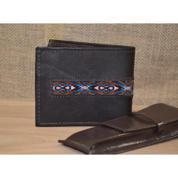 Portfel skórzany ciemnobrązowy męski .