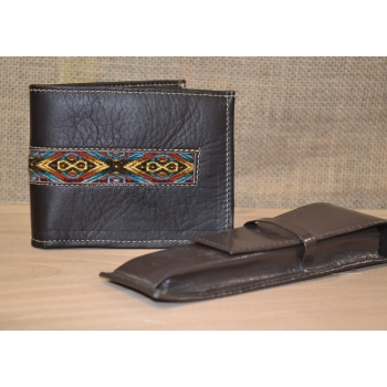 Portfel skórzany ciemnobrązowy męski .