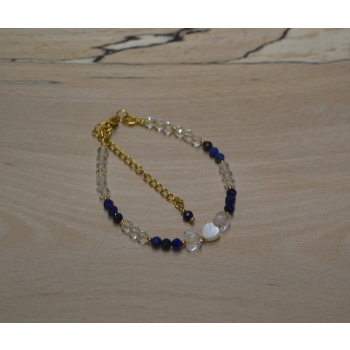 Bransoletka z Lapis lazuli i sercem z masy perłowej