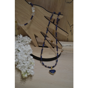 Bransoletka z Lapis lazuli i sercem z masy perłowej