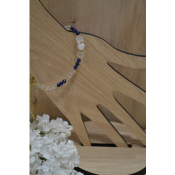 Bransoletka z Lapis lazuli i sercem z masy perłowej