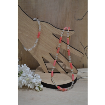 Bransoletka z kwarcu różowego i rodochrozytu