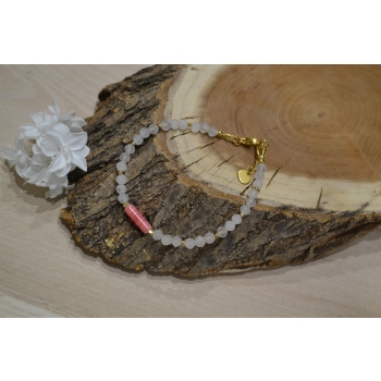 Bransoletka z kwarcu różowego i rodochrozytu