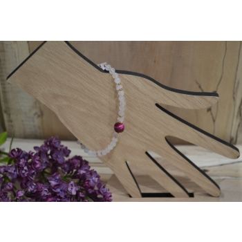 Bransoletka z tygrysiego oka w kolorze fuksji i kwarcu różowego .