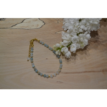 Bransoletka z amazonitu i kamienia księżycowego.