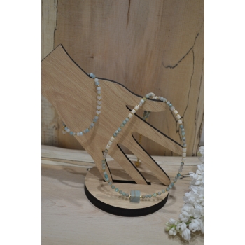 Bransoletka z amazonitu i kamienia księżycowego.